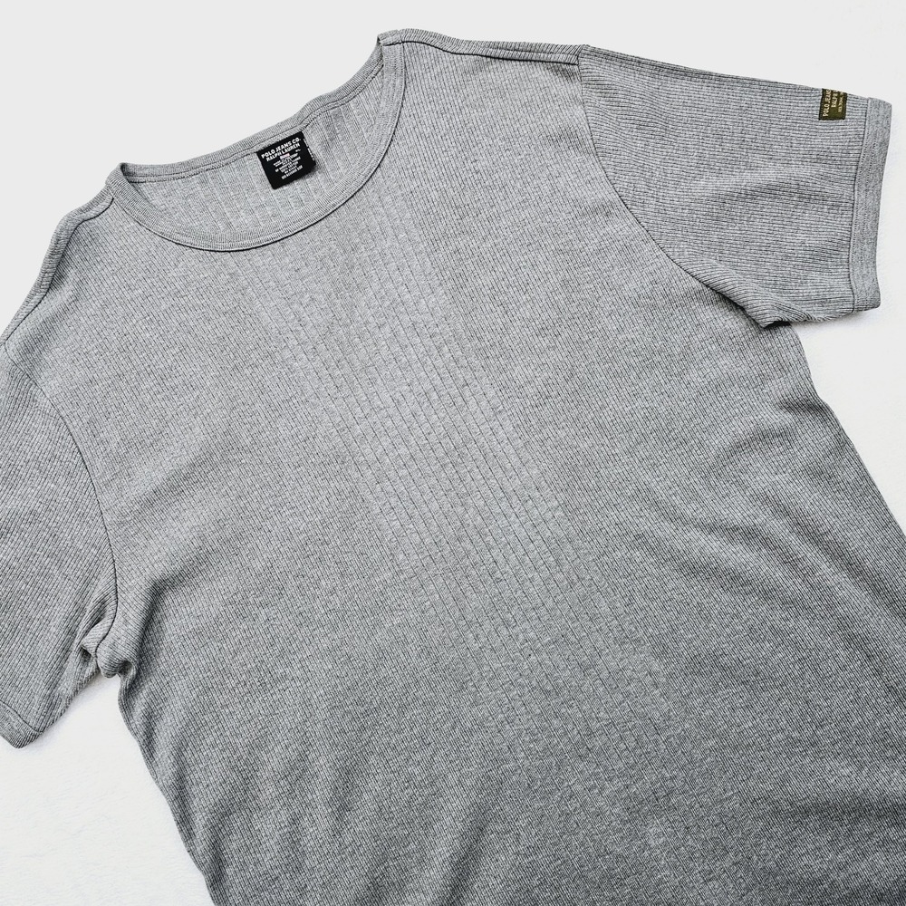 Polo Jeans Co Ralph Lauren Shirt Mens XL Gray Ribbed Knit USA Y2K Streetwear